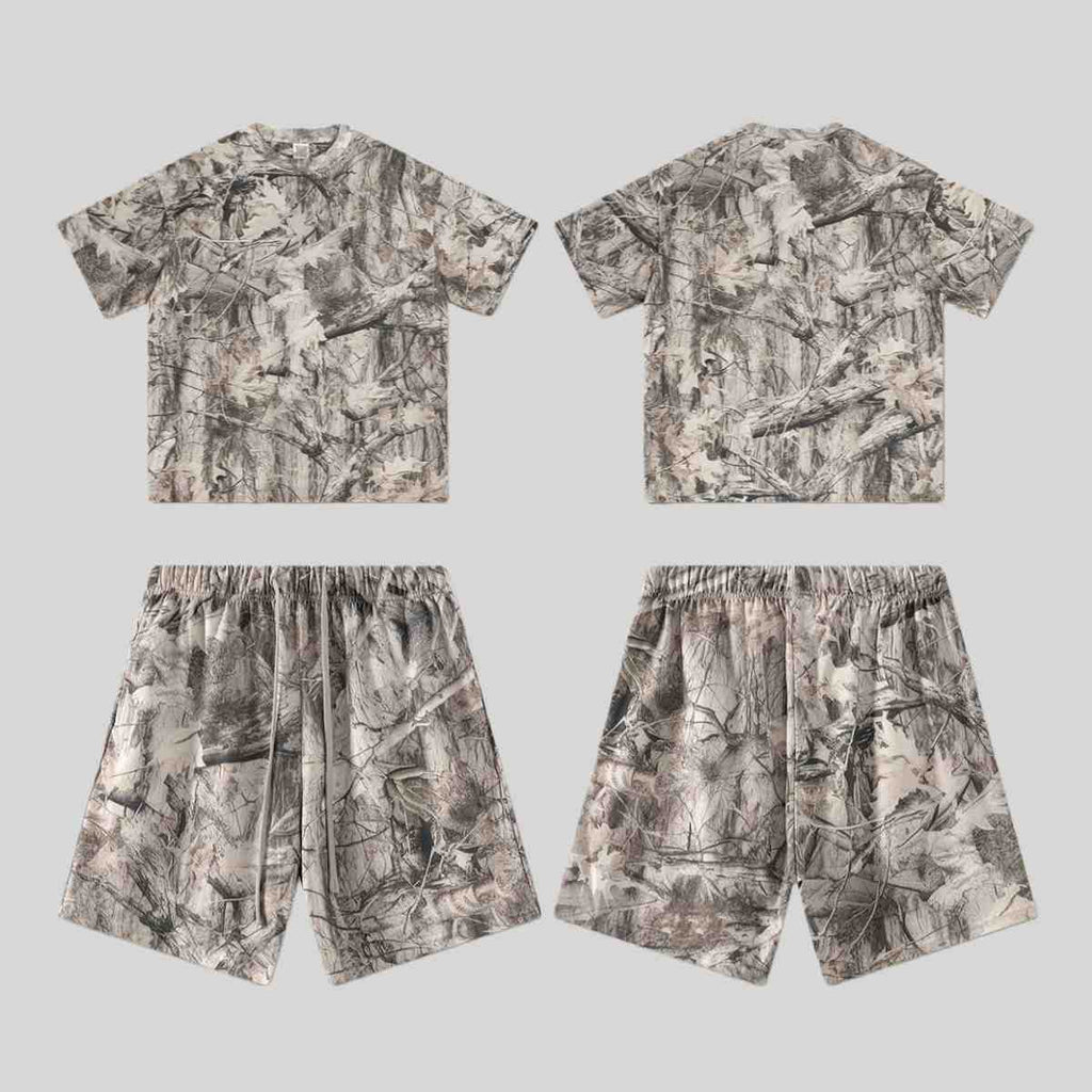 Mens Oversized 59.5%Cotton 40.5%Polyester Tshirt Shorts Set S2608+K2605 - tshirt print logo 4