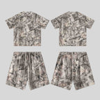 Mens Oversized 59.5%Cotton 40.5%Polyester Tshirt Shorts Set S2608+K2605 - tshirt print logo 4