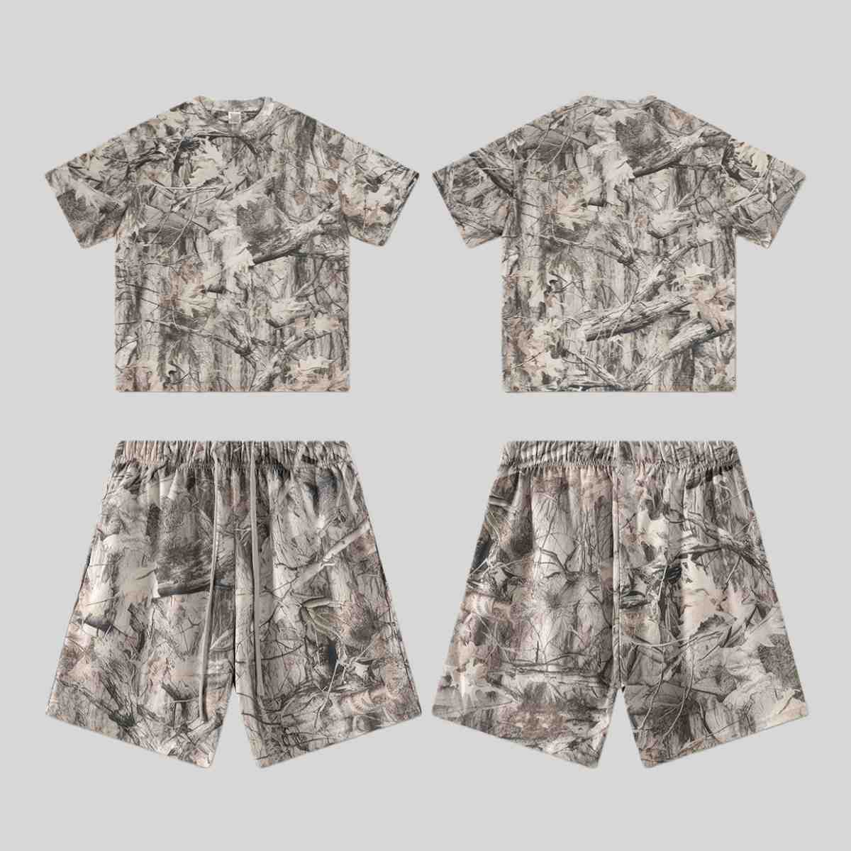 Mens Oversized 59.5%Cotton 40.5%Polyester Tshirt Shorts Set S2608+K2605 - tshirt print logo 4
