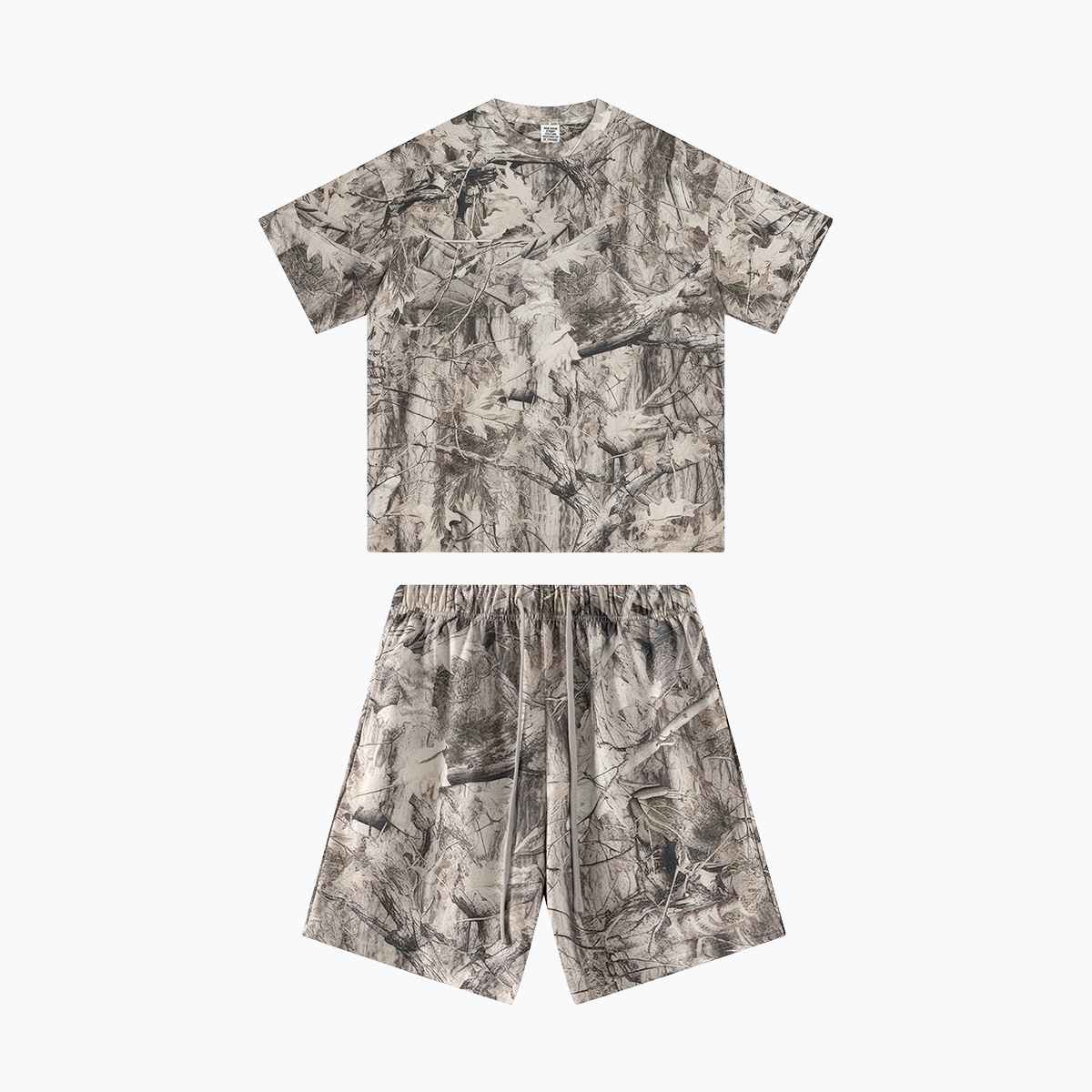 Mens Oversized 59.5%Cotton 40.5%Polyester Tshirt Shorts Set S2608+K2605 - shorts print logo 5