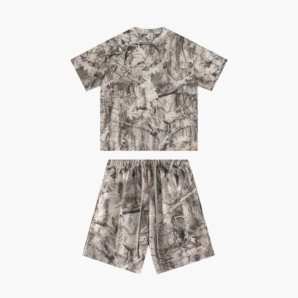 Mens Oversized 59.5%Cotton 40.5%Polyester Tshirt Shorts Set S2608+K2605 - tshirt print logo 8