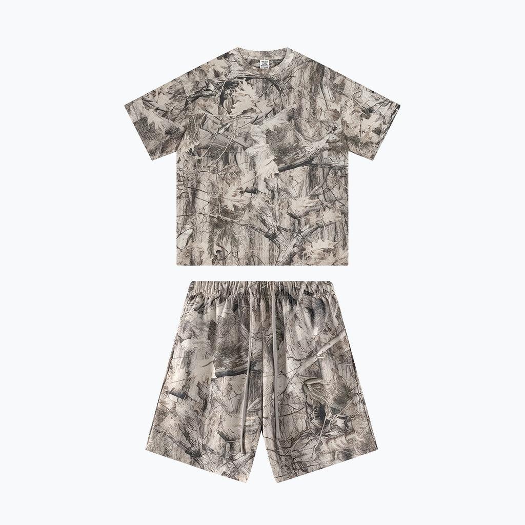 Mens Oversized 59.5%Cotton 40.5%Polyester Tshirt Shorts Set S2608+K2605