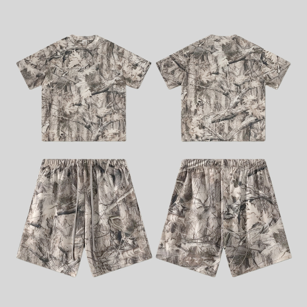 Mens Oversized 59.5%Cotton 40.5%Polyester Tshirt Shorts Set S2608+K2605