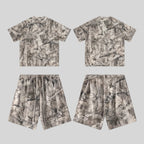Mens Oversized 59.5%Cotton 40.5%Polyester Tshirt Shorts Set S2608+K2605