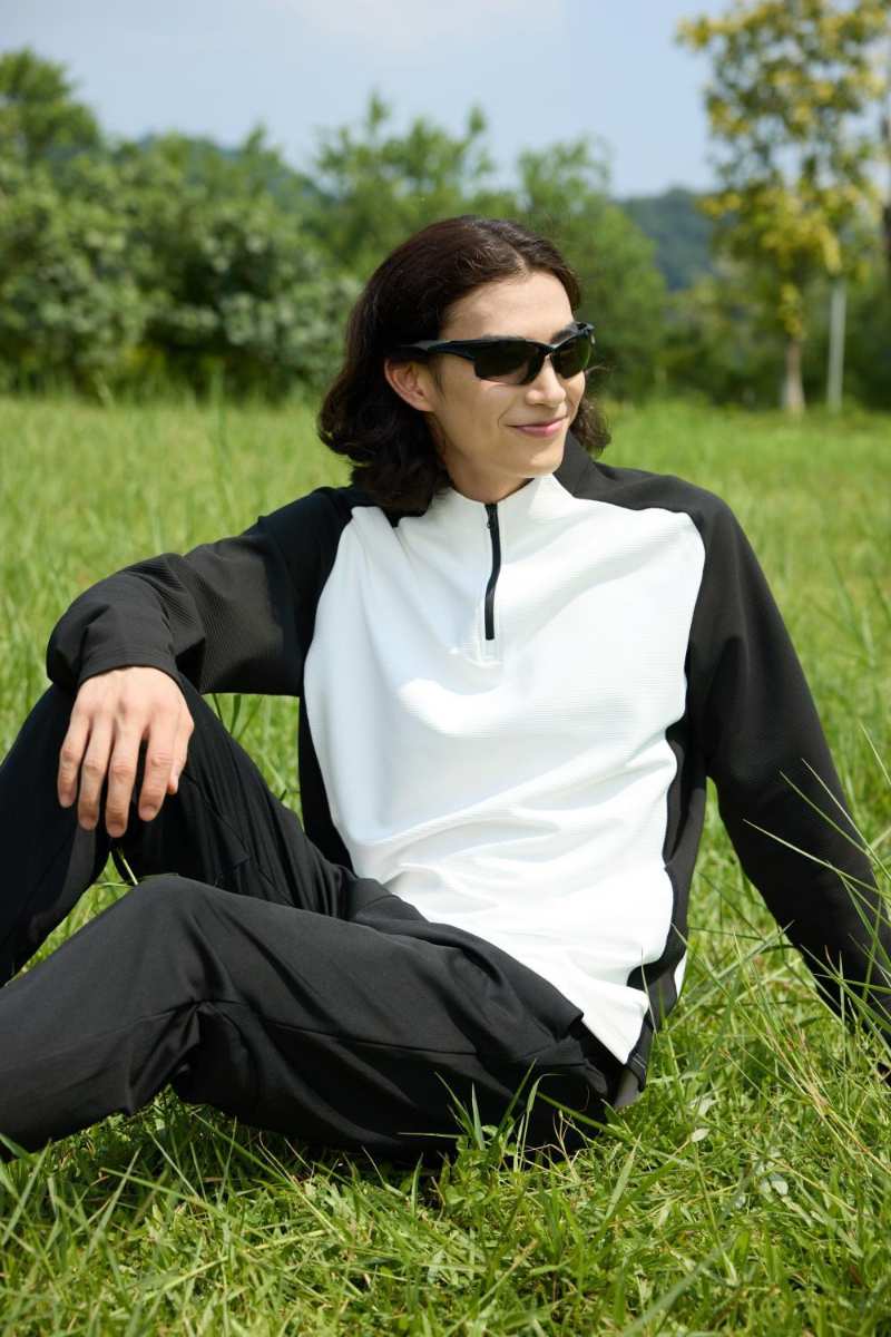 Mens casual activewear 79%Polyester   21%Spandex quarter zip shirt S9885 print logo 25