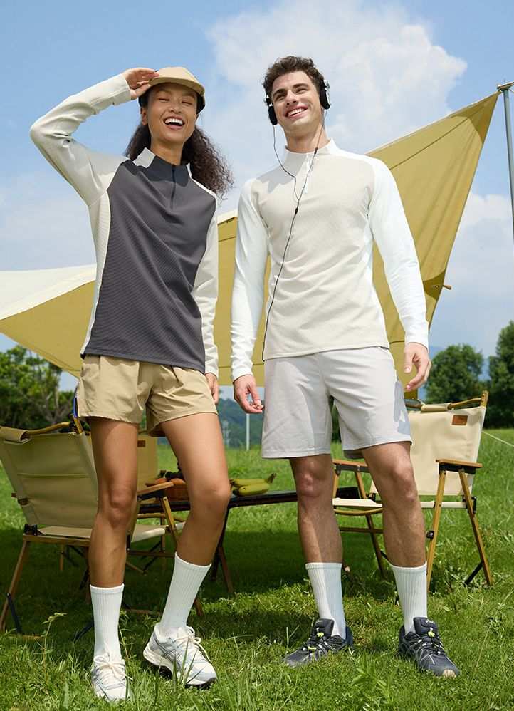 Mens casual activewear 79%Polyester   21%Spandex quarter zip shirt S9885 print logo 7