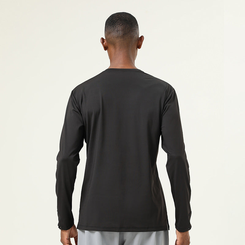 Mens Gym Training 82%polyester 18%spandex Long Sleeve Shirt SY-AL16837 print logo 11