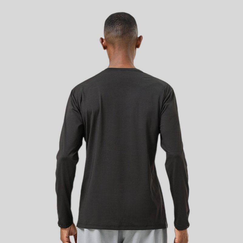 Mens Gym Training 82%polyester 18%spandex Long Sleeve Shirt SY-AL16837 print logo 2