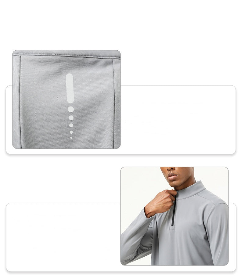 Mens Activewear Workout 82%polyester 18%spandex Quarter Zip Shirt SY-AL16843 print logo 20
