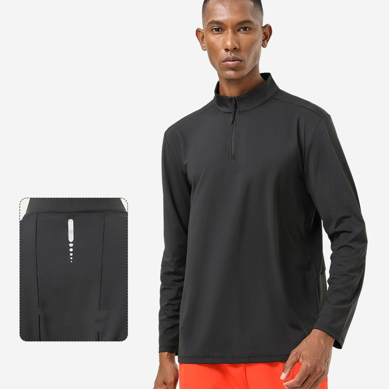 Mens Activewear Workout 82%polyester 18%spandex Quarter Zip Shirt SY-AL16843 print logo 8