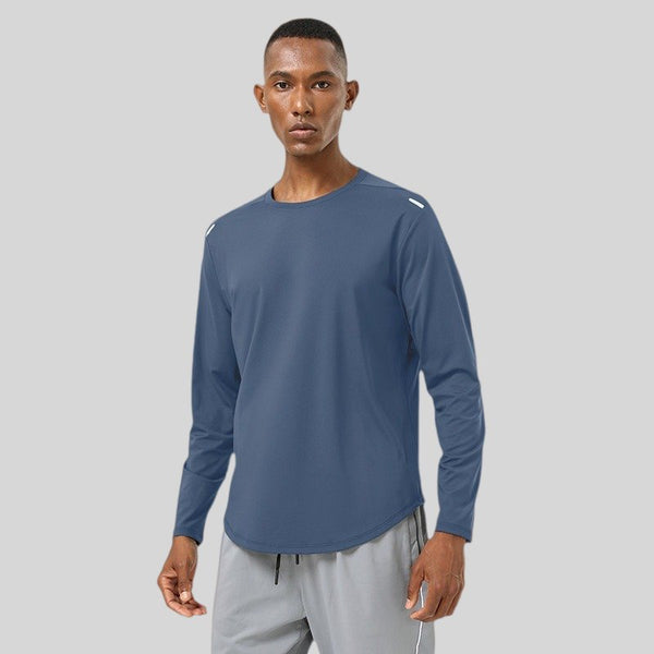Mens Sports Running 82%polyester 18%spandex Long Sleeve Shirt SY-AL16847 print logo 1