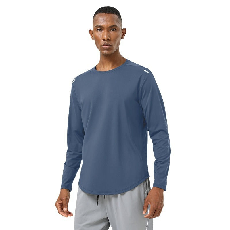 Mens Sports Running 82%polyester 18%spandex Long Sleeve Shirt SY-AL16847 print logo 11