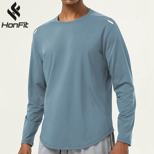 Mens Sports Running 82%polyester 18%spandex Long Sleeve Shirt SY-AL16847 print logo 14