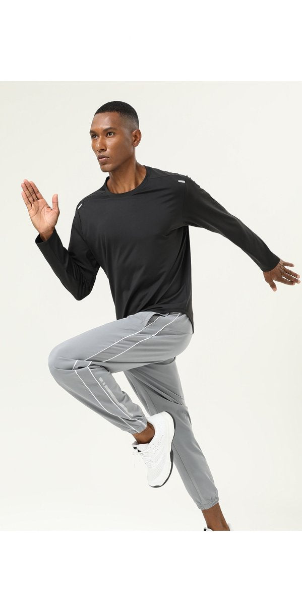Mens Sports Running 82%polyester 18%spandex Long Sleeve Shirt SY-AL16847 print logo 17