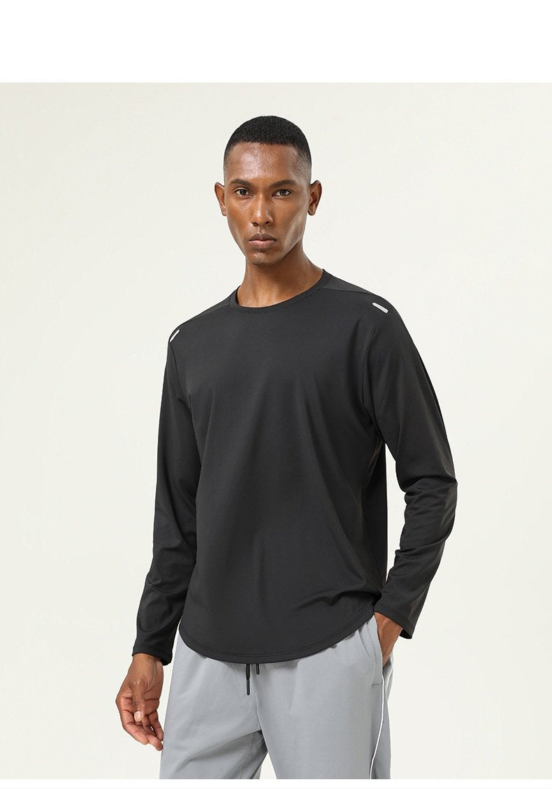 Mens Sports Running 82%polyester 18%spandex Long Sleeve Shirt SY-AL16847 print logo 18