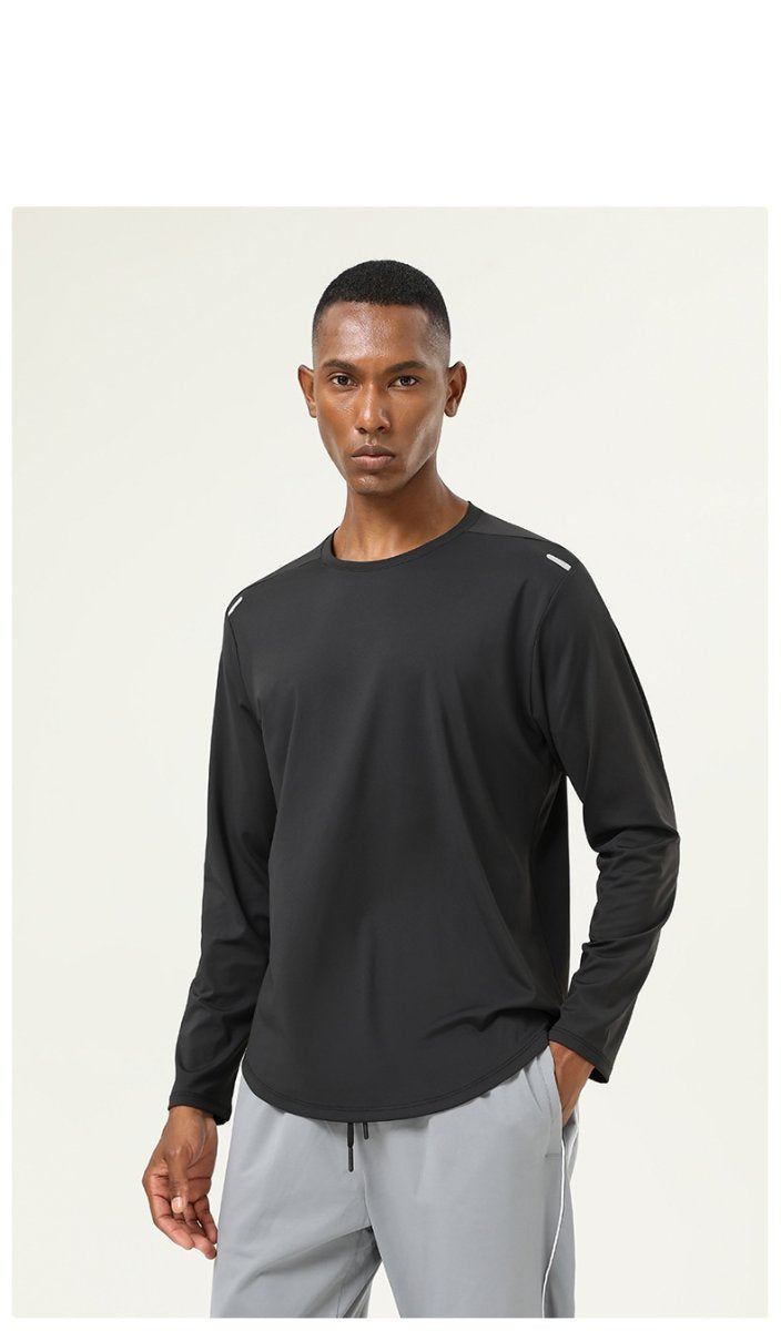 Mens Sports Running 82%polyester 18%spandex Long Sleeve Shirt SY-AL16847 print logo 22