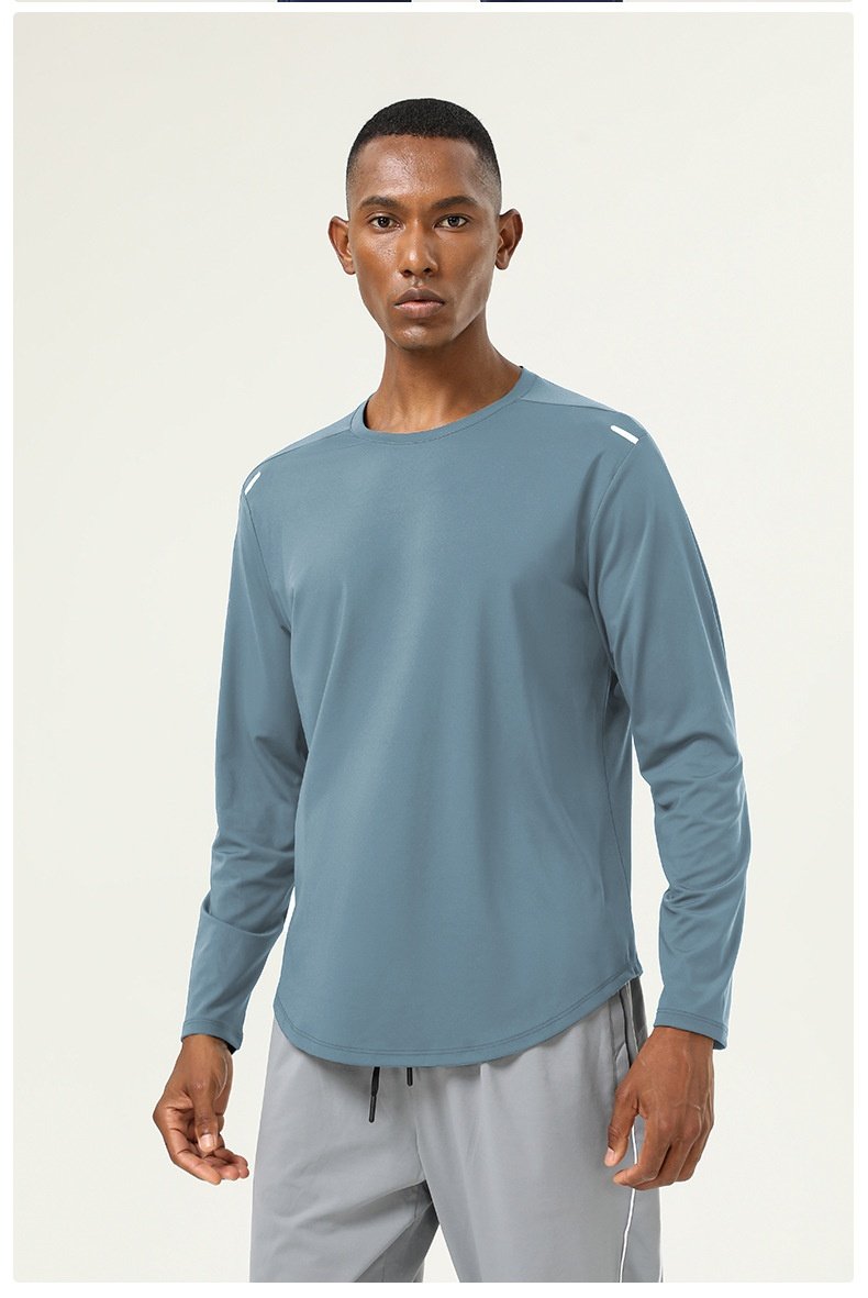 Mens Sports Running 82%polyester 18%spandex Long Sleeve Shirt SY-AL16847 print logo 26