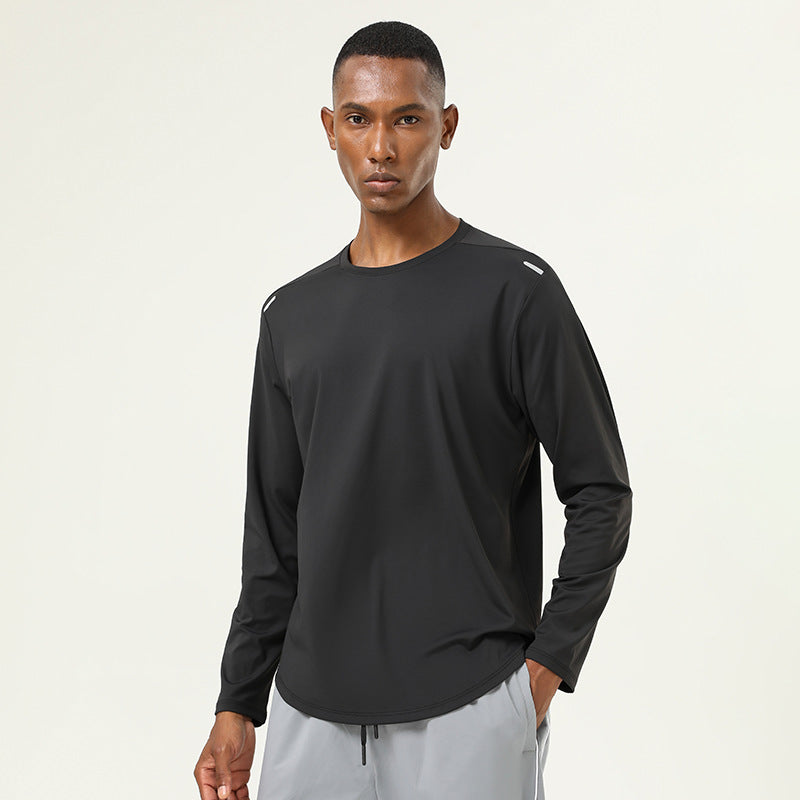 Mens Sports Running 82%polyester 18%spandex Long Sleeve Shirt SY-AL16847 print logo 3