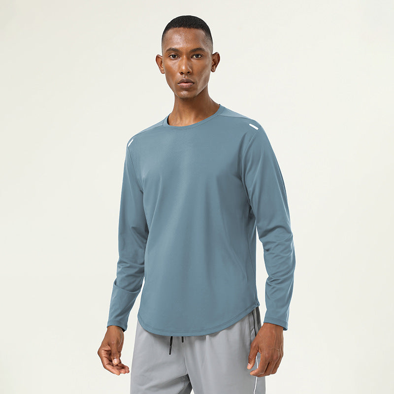 Mens Sports Running 82%polyester 18%spandex Long Sleeve Shirt SY-AL16847 print logo 5