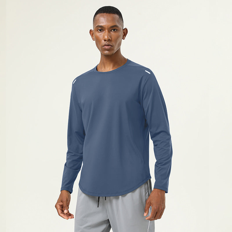 Mens Sports Running 82%polyester 18%spandex Long Sleeve Shirt SY-AL16847 print logo 6