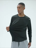Mens Sports Running 82%polyester 18%spandex Long Sleeve Shirt SY-AL16847 print logo 7