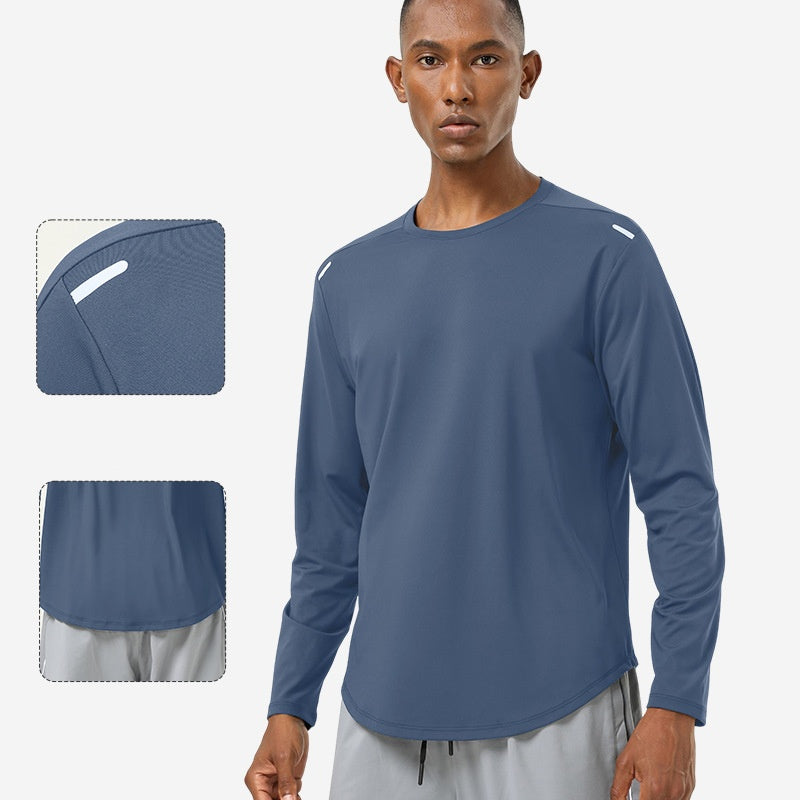 Mens Sports Running 82%polyester 18%spandex Long Sleeve Shirt SY-AL16847 print logo 8