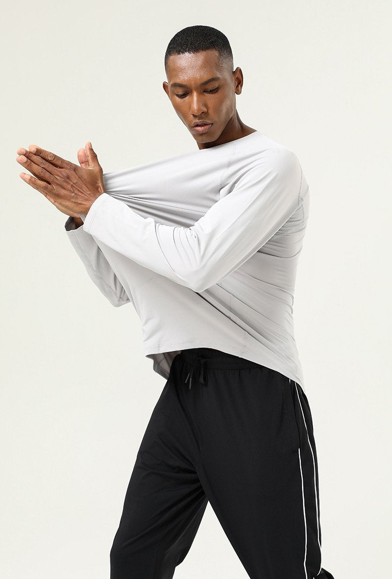 Mens Sports Fitness 88%polyester 12%spandex Long Sleeve Shirt SY-AL16851 print logo 20