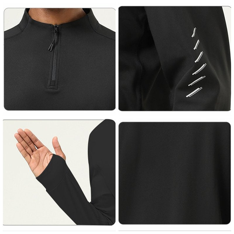 Mens Gym Activewear 86%polyester 14%spandex  Quarter Zip Shirt SY-AL16859 print logo 14