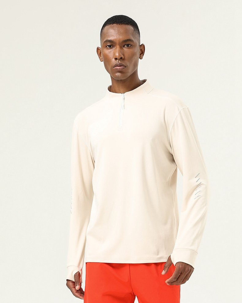 Mens Gym Activewear 86%polyester 14%spandex  Quarter Zip Shirt SY-AL16859 print logo 15