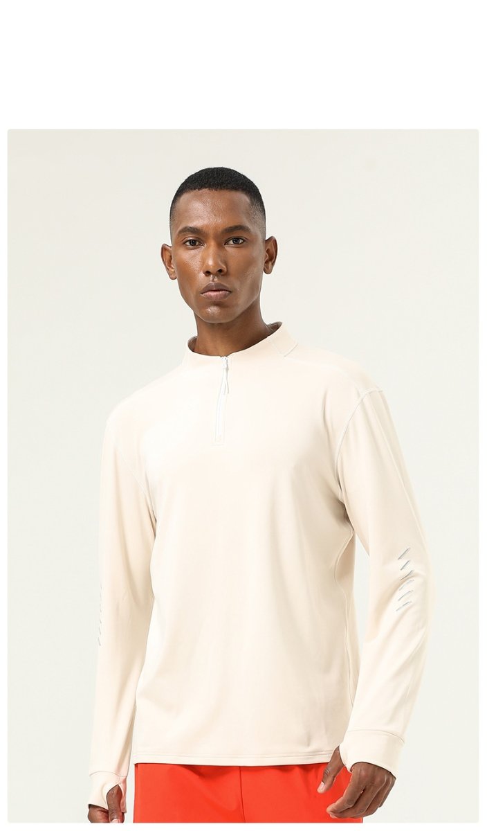 Mens Gym Activewear 86%polyester 14%spandex  Quarter Zip Shirt SY-AL16859 print logo 19