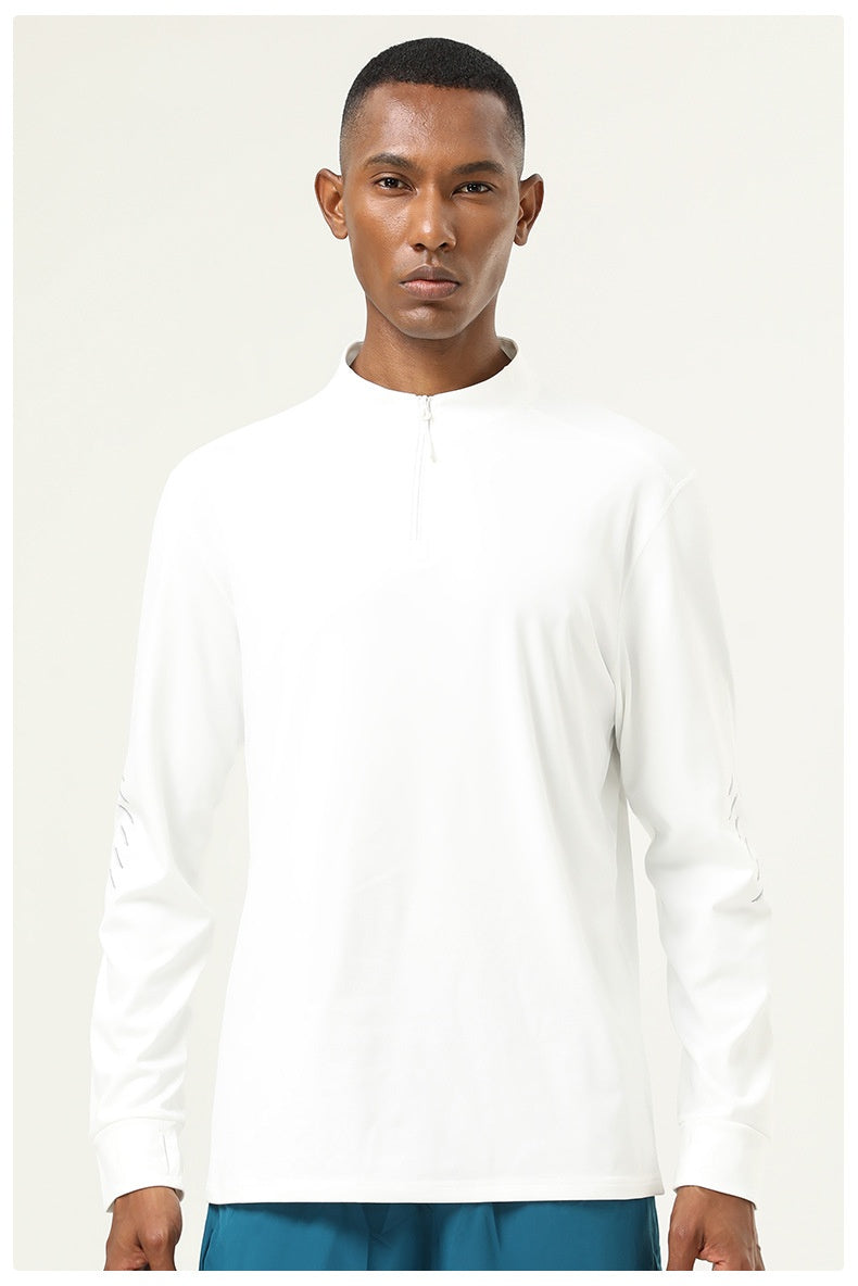 Mens Gym Activewear 86%polyester 14%spandex  Quarter Zip Shirt SY-AL16859 print logo 21