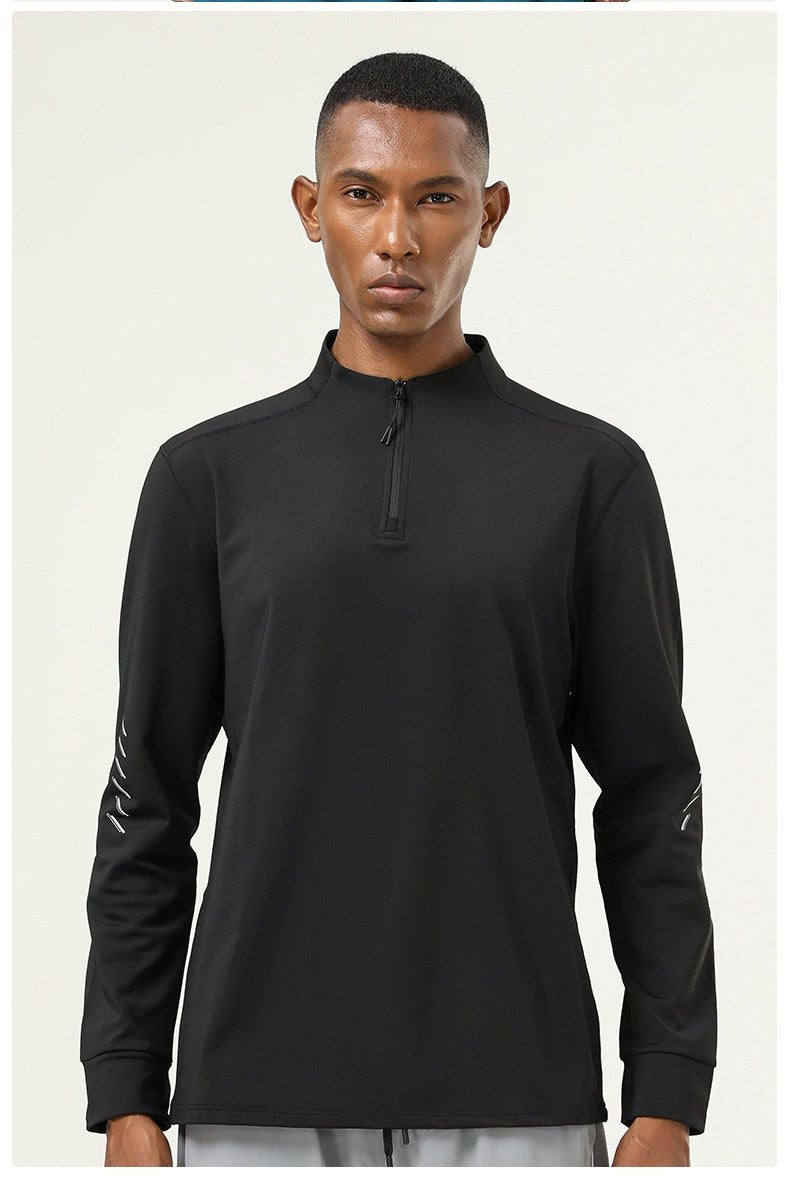 Mens Gym Activewear 86%polyester 14%spandex  Quarter Zip Shirt SY-AL16859 print logo 23