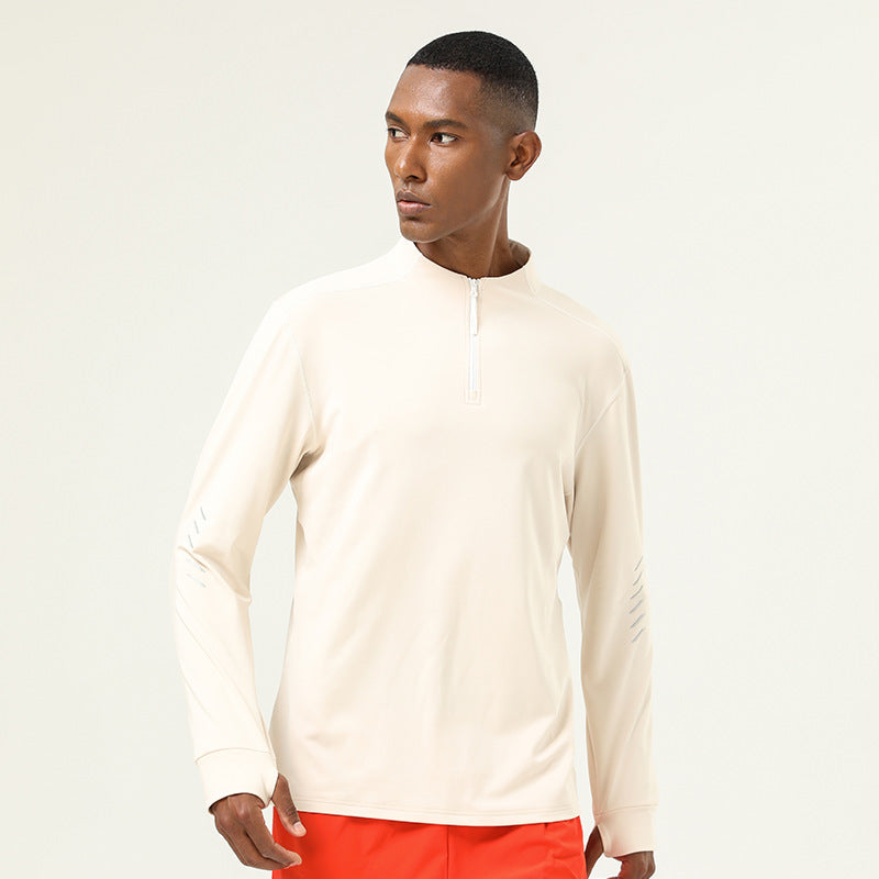 Mens Gym Activewear 86%polyester 14%spandex  Quarter Zip Shirt SY-AL16859 print logo 4