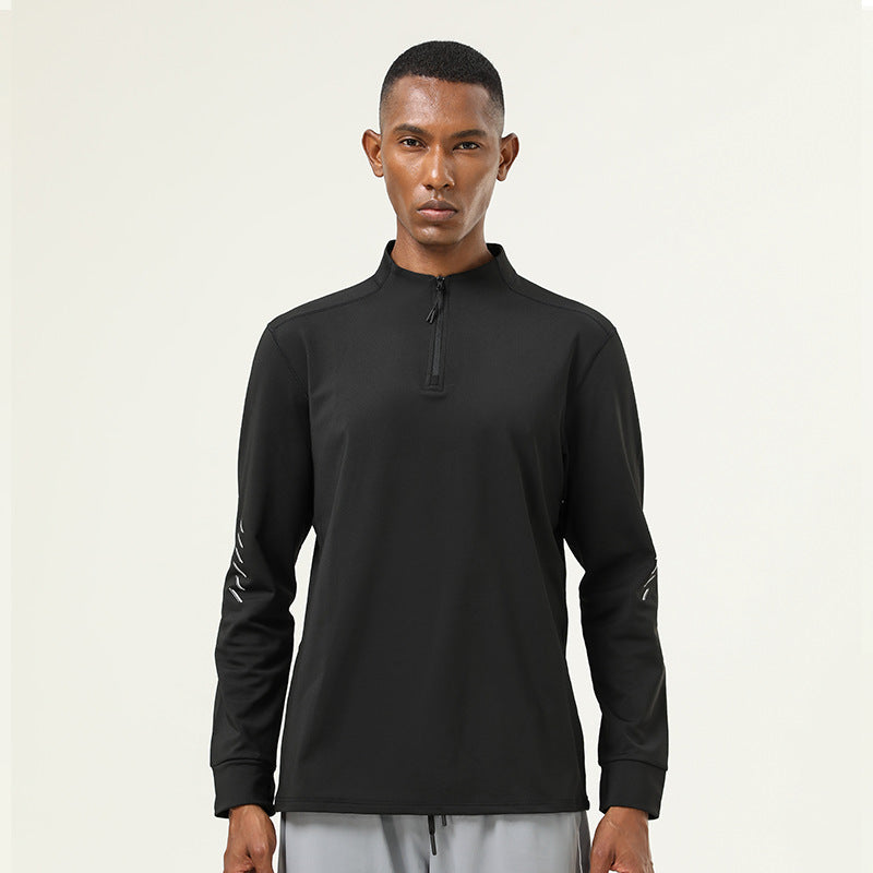 Mens Gym Activewear 86%polyester 14%spandex  Quarter Zip Shirt SY-AL16859 print logo 5