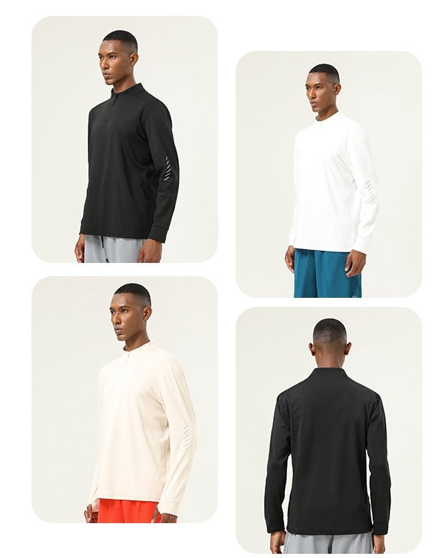 Mens Gym Activewear 86%polyester 14%spandex  Quarter Zip Shirt SY-AL16859 print logo 6