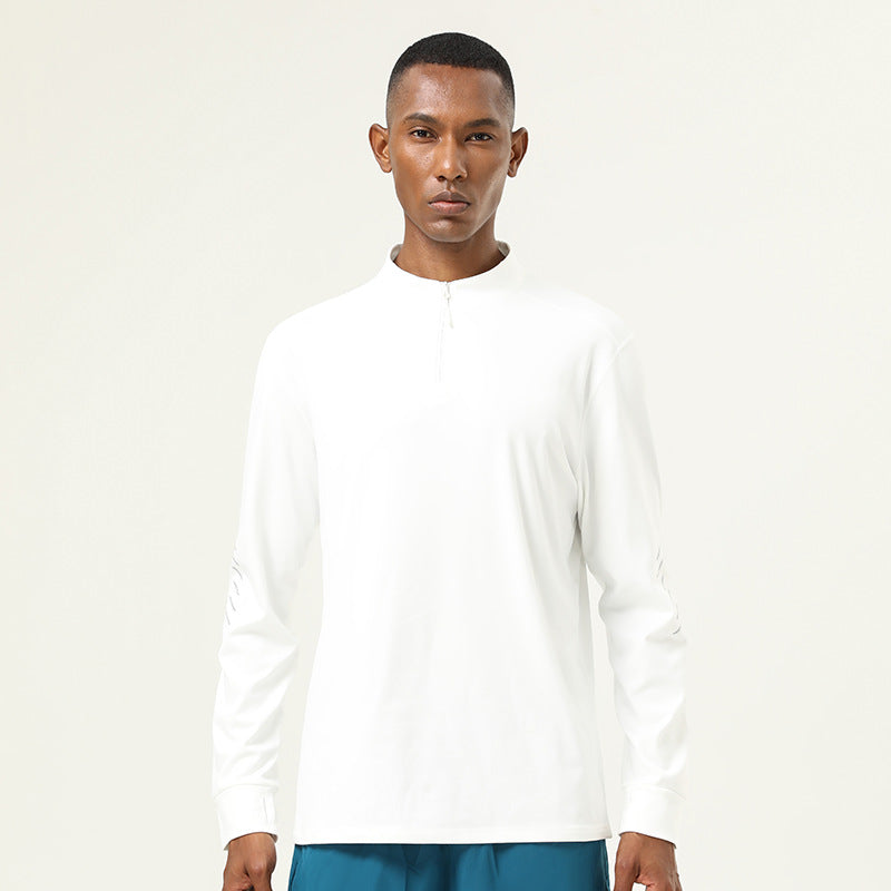 Mens Gym Activewear 86%polyester 14%spandex  Quarter Zip Shirt SY-AL16859 print logo 9