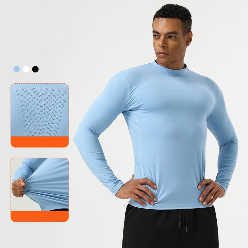 Mens Running Fitness 75%nylon 25%spandex  Long Sleeve Shirt SY-AL16863 print logo 6