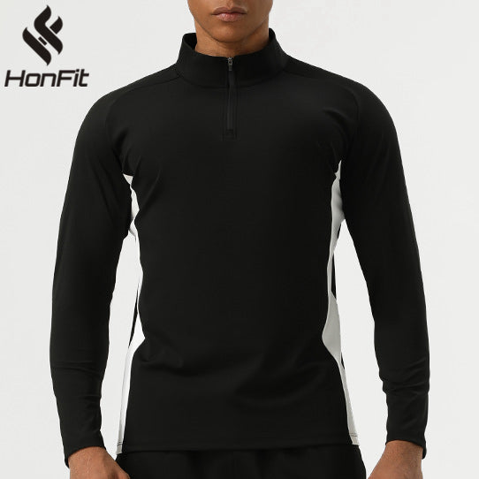 Mens Training Fitness 75%nylon 25%spandex Quarter Zip Shirt SY-AL16865 print logo 10
