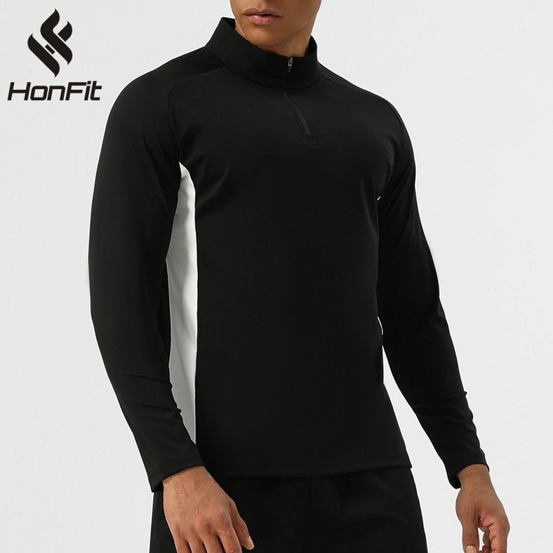 Mens Training Fitness 75%nylon 25%spandex Quarter Zip Shirt SY-AL16865 print logo 11