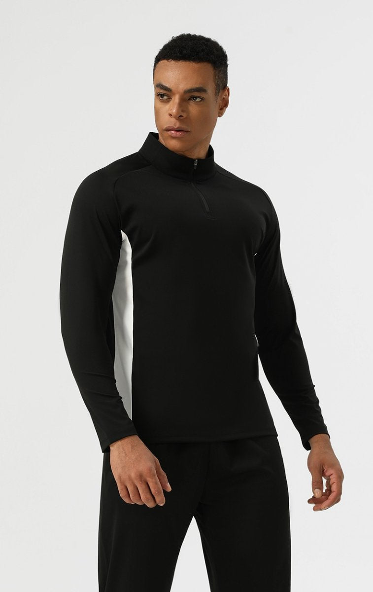Mens Training Fitness 75%nylon 25%spandex Quarter Zip Shirt SY-AL16865 print logo 12