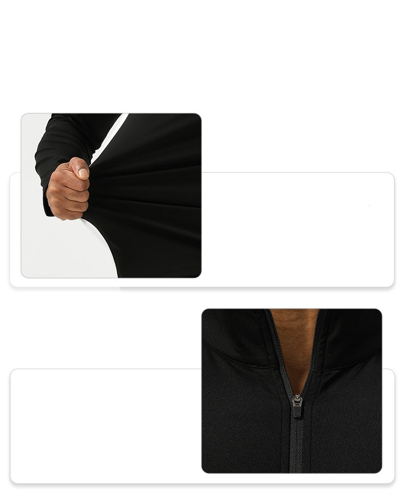 Mens Training Fitness 75%nylon 25%spandex Quarter Zip Shirt SY-AL16865 print logo 14