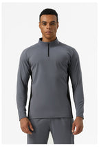 Mens Training Fitness 75%nylon 25%spandex Quarter Zip Shirt SY-AL16865 print logo 18