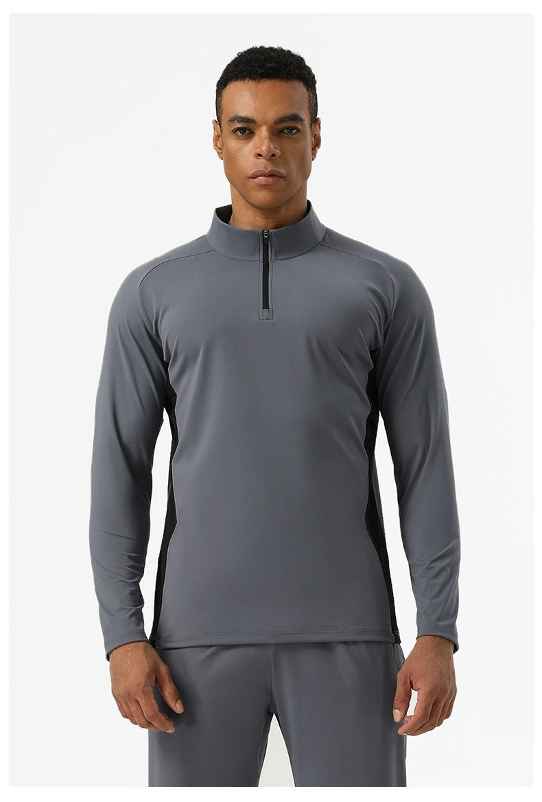 Mens Training Fitness 75%nylon 25%spandex Quarter Zip Shirt SY-AL16865 print logo 18