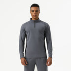 Mens Training Fitness 75%nylon 25%spandex Quarter Zip Shirt SY-AL16865 print logo 3