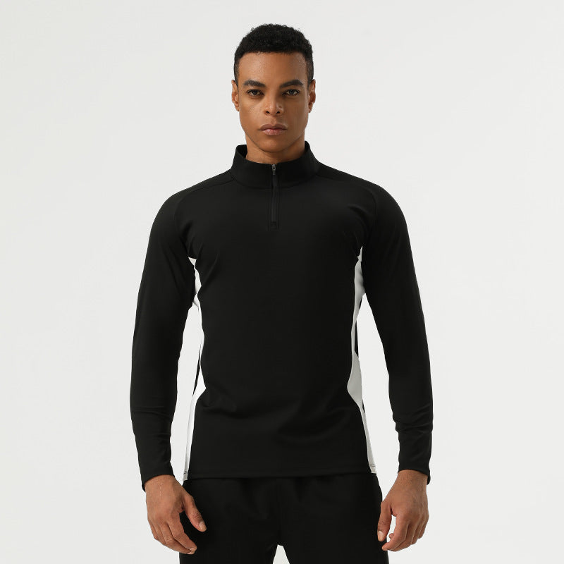 Mens Training Fitness 75%nylon 25%spandex Quarter Zip Shirt SY-AL16865 print logo 4