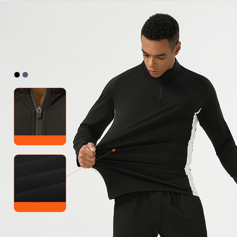Mens Training Fitness 75%nylon 25%spandex Quarter Zip Shirt SY-AL16865 print logo 5