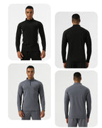Mens Training Fitness 75%nylon 25%spandex Quarter Zip Shirt SY-AL16865 print logo 6