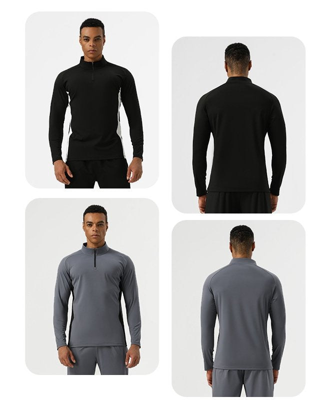 Mens Training Fitness 75%nylon 25%spandex Quarter Zip Shirt SY-AL16865 print logo 6