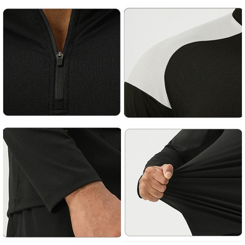 Mens Activewear Sports 75%nylon 25%spandex Quarter Zip Shirt SY-AL16873 print logo 10