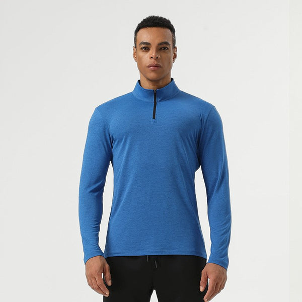 Mens Workout Training 60.2%polyester 39.8%cation Quarter Zip Shirt SY-AL16877 print logo 1
